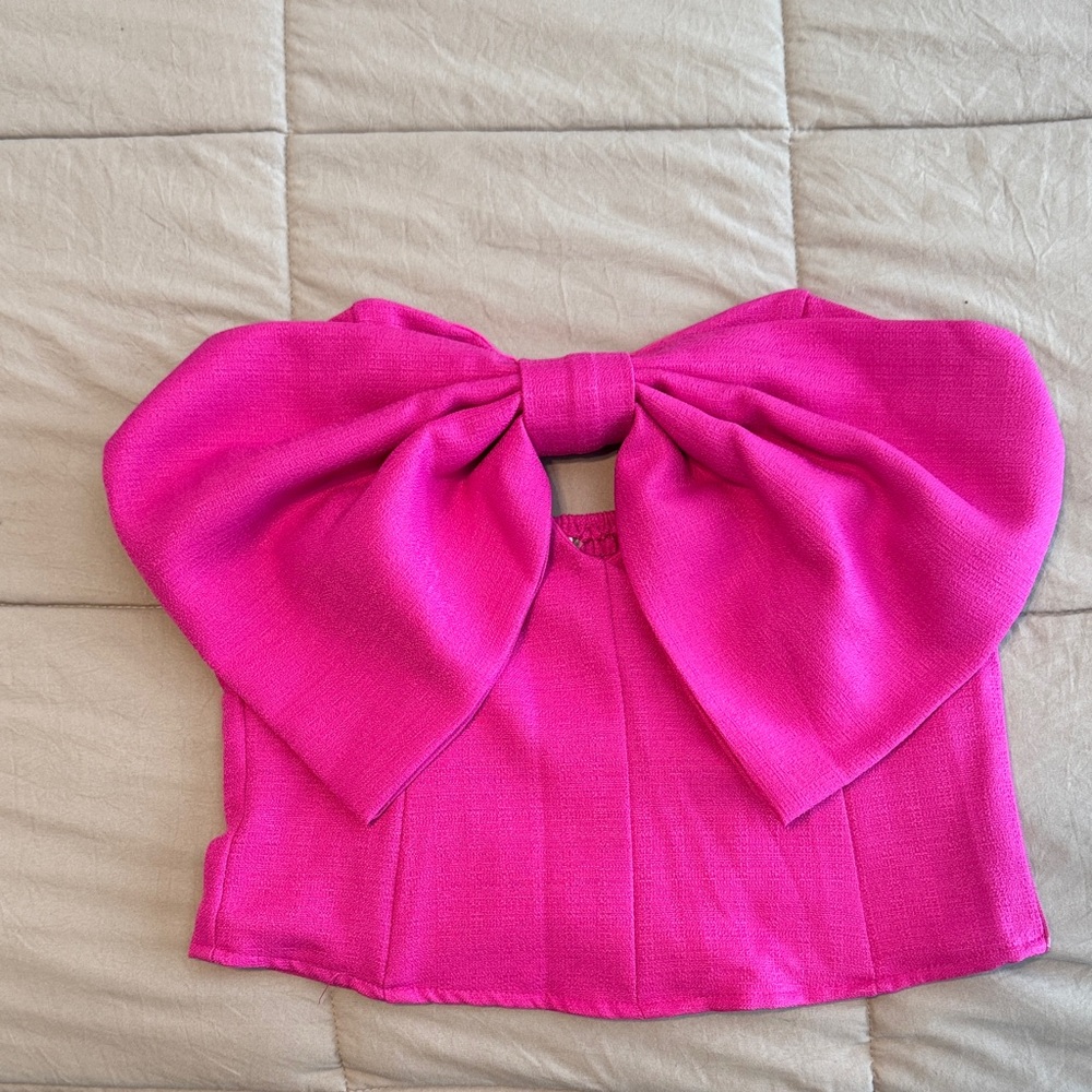 Bohme Pink Crop Top with oversized bow